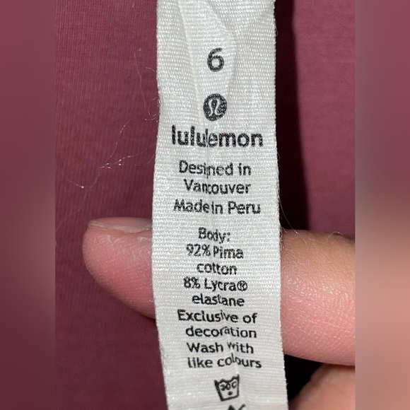 Lululemon To The Point Long Sleeve Shirt 6 Side Tie Misty Merlot Pima Cotton Tee - Picture 11 of 11